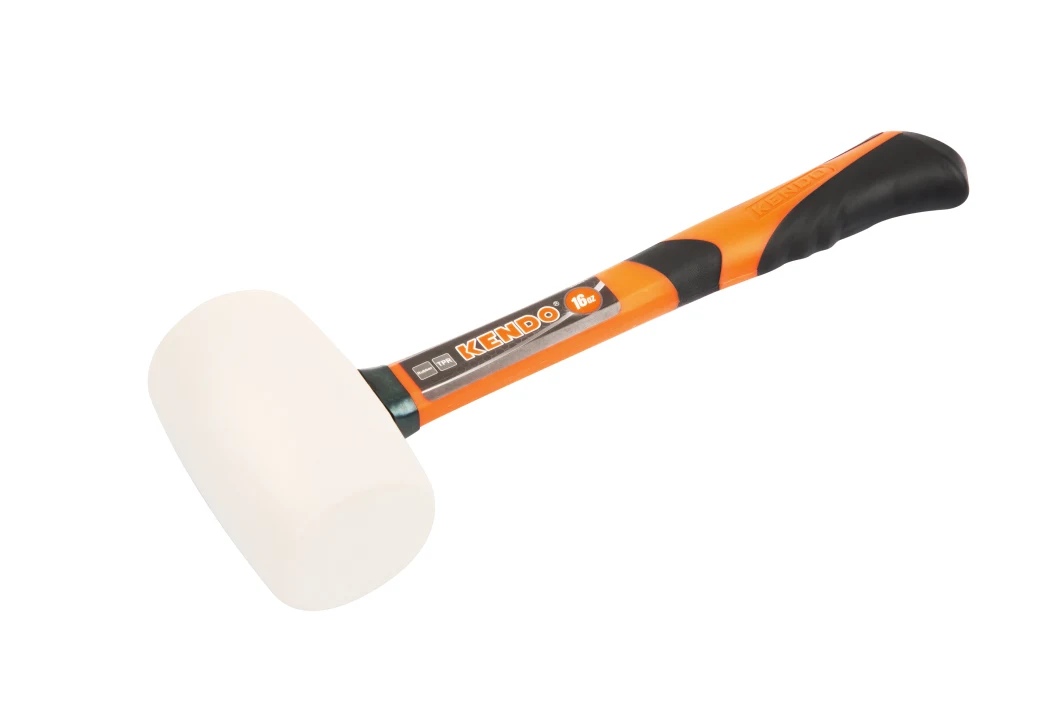 Kendo White Rubber Mallet with High-Strength and Non-Slip Fiberglass Handle Core Helps Absorb Vibrations