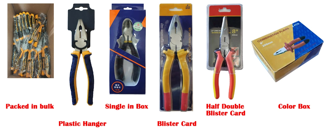 45# Carbon Steel 6 7 8 Inches Combination Pliers Long Nose Pliers Diagonal Pliers with Customized and OEM Service.