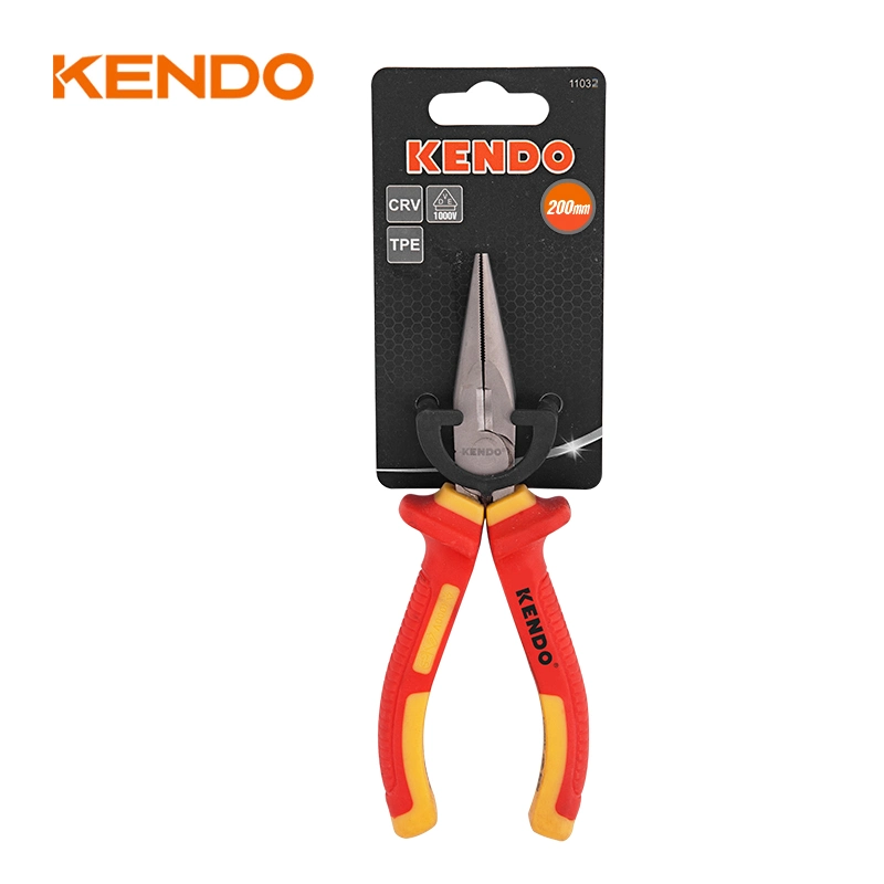 Kendo Professional 200mm Insulated Long Nose Needle Diagonal Cutting Combination Pliers